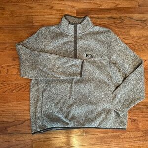 NWOT LL Bean quarter snap Slightly Fitted sweater, Heather gray w/ gray trim